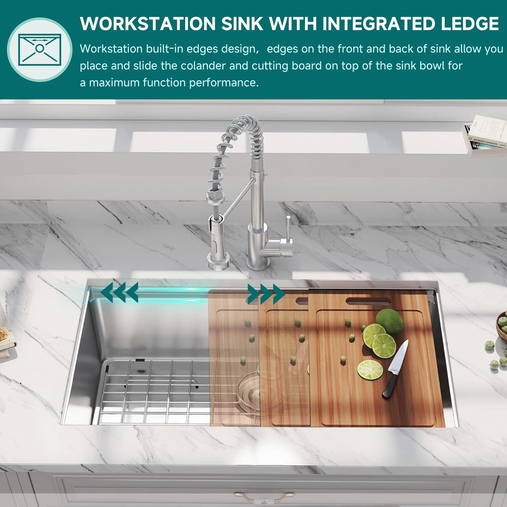 Lavello da cucina sottotop CB HOME da 32'' in oro, lavello da cucina in acciaio inox/nero da incasso, lavello da cucina a una vasca con accessori