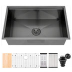 Lavello da cucina sottotop CB HOME da 32'' in oro, lavello da cucina in acciaio inox/nero da incasso, lavello da cucina a una vasca con accessori