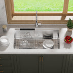 Lavello da cucina sottotop CB HOME da 32'' in oro, lavello da cucina in acciaio inox/nero da incasso, lavello da cucina a una vasca con accessori