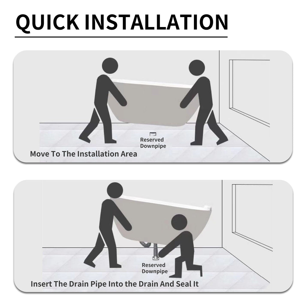 Vasche da bagno autoportanti in acrilico CB HOME da 59''/67'', vasche da bagno con un solo lato contro la parete, troppo pieno a sinistra/destra