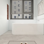 Vasche da bagno autoportanti in acrilico CB HOME da 59''/67'', vasche da bagno con un solo lato contro la parete, troppo pieno a sinistra/destra