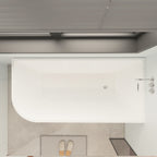 Vasche da bagno autoportanti in acrilico CB HOME da 59''/67'', vasche da bagno con un solo lato contro la parete, troppo pieno a sinistra/destra