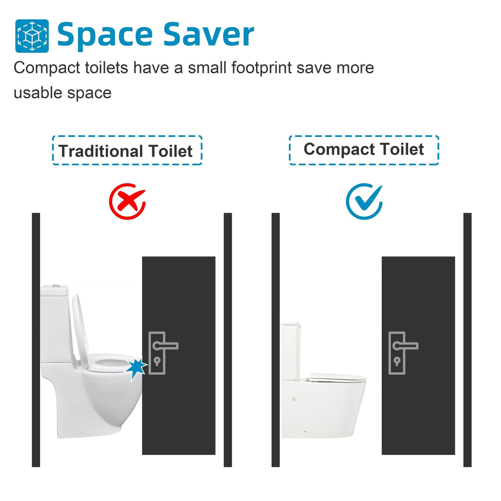 WC monoblocco compatto piccolo CB HOME da 24'', WC corto moderno con doppio scarico e sifone, sedile a chiusura ammortizzata, altezza comfort di 16,5''