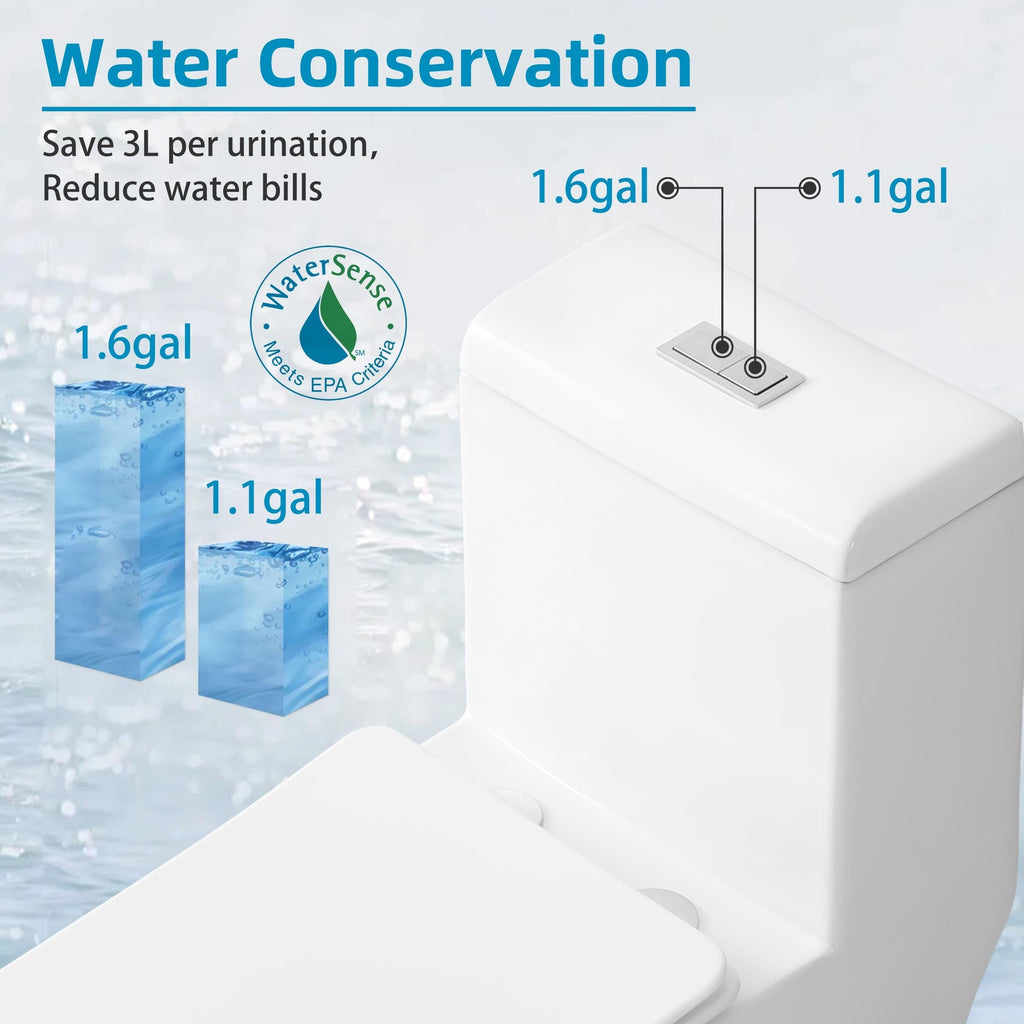 WC monoblocco compatto piccolo CB HOME da 24'', WC corto moderno con doppio scarico e sifone, sedile a chiusura ammortizzata, altezza comfort di 16,5''