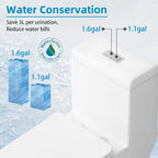 WC monoblocco compatto piccolo CB HOME da 24'', WC corto moderno con doppio scarico e sifone, sedile a chiusura ammortizzata, altezza comfort di 16,5''