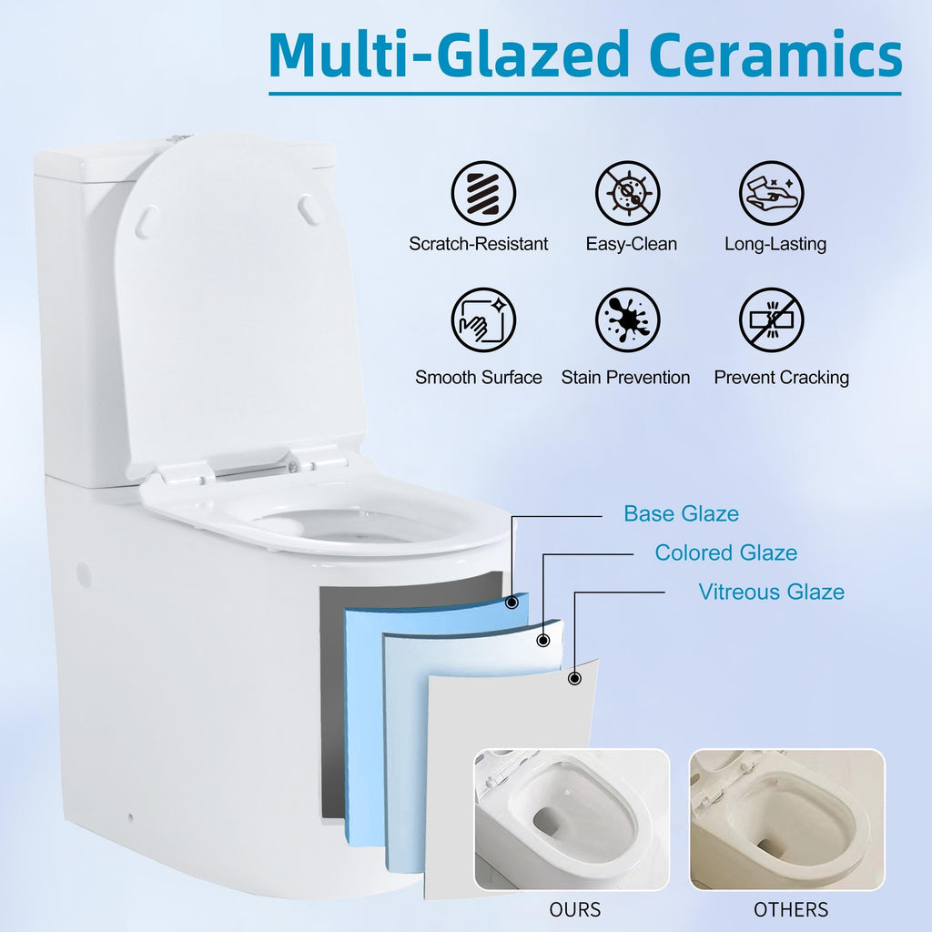 WC monoblocco compatto piccolo CB HOME da 24'', WC corto moderno con doppio scarico e sifone, sedile a chiusura ammortizzata, altezza comfort di 16,5''