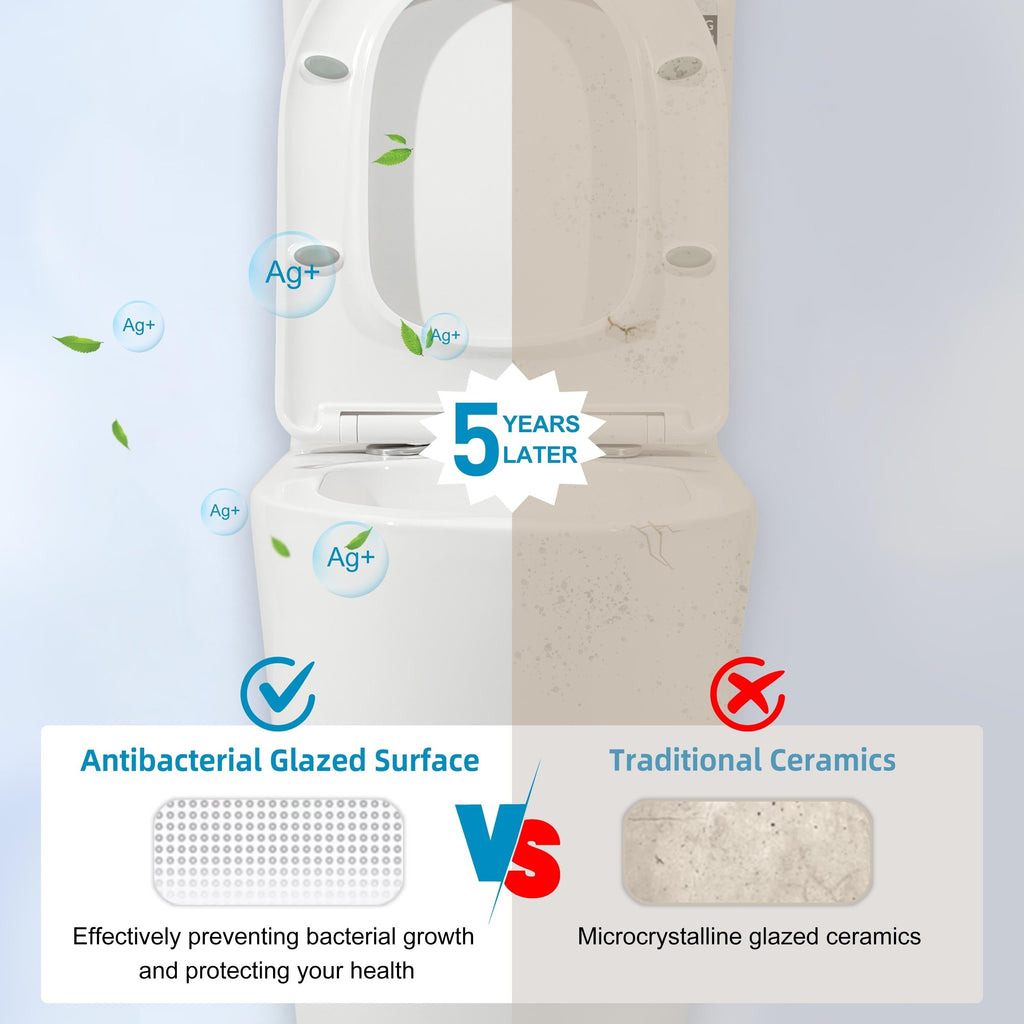 WC monoblocco compatto piccolo CB HOME da 24'', WC corto moderno con doppio scarico e sifone, sedile a chiusura ammortizzata, altezza comfort di 16,5''