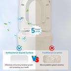 WC monoblocco compatto piccolo CB HOME da 24'', WC corto moderno con doppio scarico e sifone, sedile a chiusura ammortizzata, altezza comfort di 16,5''