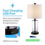 Lampada da tavolo a LED moderna e contemporanea Cabell 21 in vetro con ricarica USB, bronzo lucidato a olio (set da 2) di JONATHAN Y