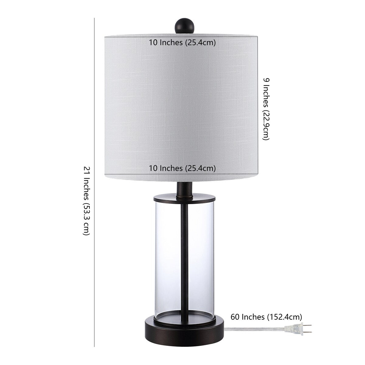 Lampada da tavolo a LED moderna e contemporanea Cabell 21 in vetro con ricarica USB, bronzo lucidato a olio (set da 2) di JONATHAN Y