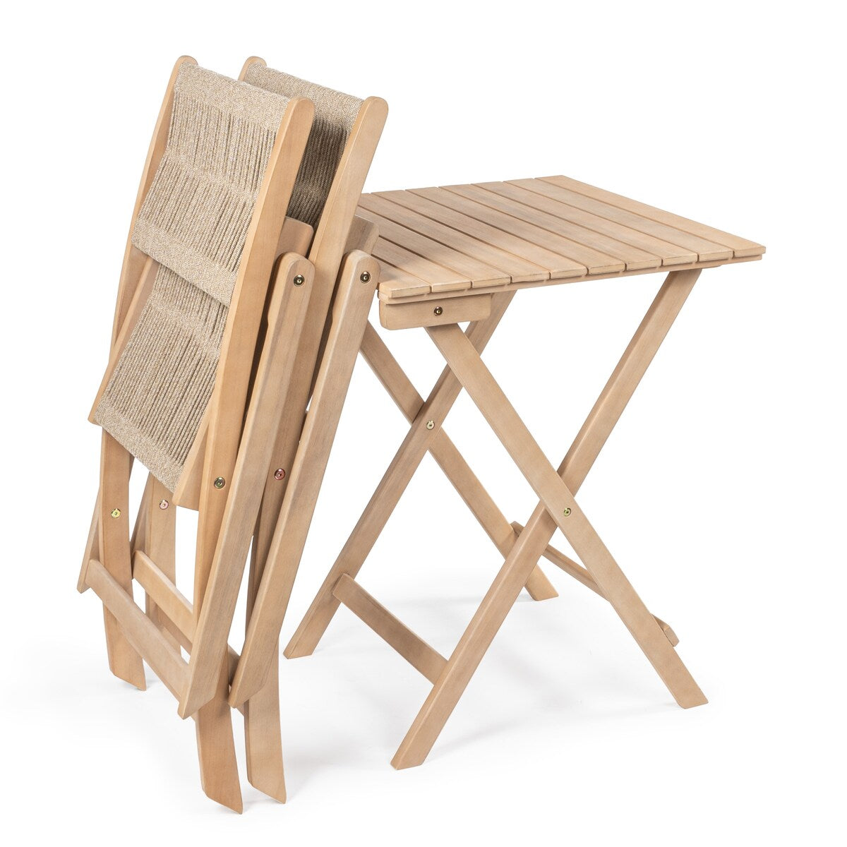 Set da bistrot pieghevole da esterno Cadiz Modern Coastal in legno di acacia, 3 pezzi, di JONATHAN Y