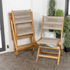 Set da bistrot pieghevole da esterno Cadiz Modern Coastal in legno di acacia, 3 pezzi, di JONATHAN Y