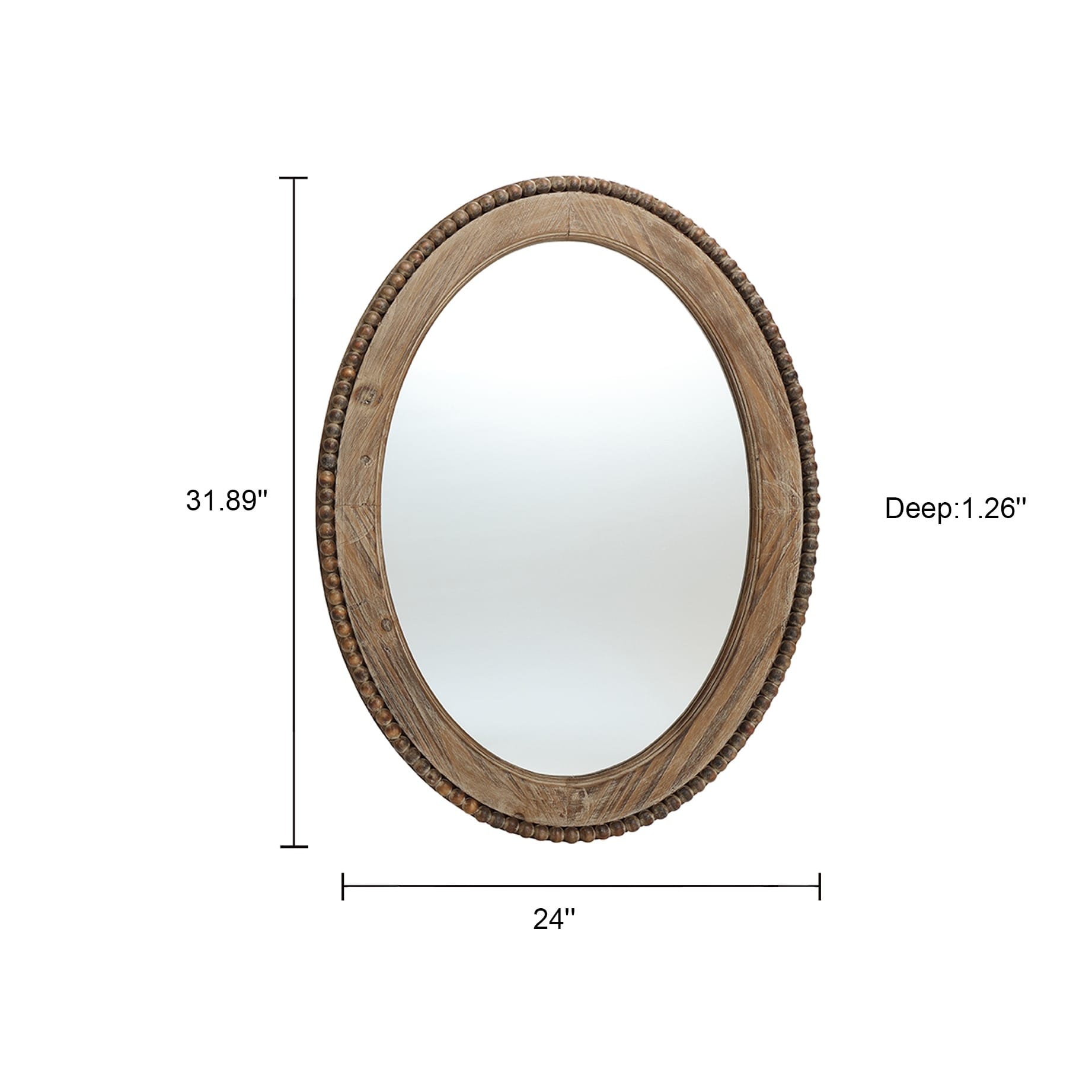 Specchio da parete ovale con cornice in legno Cameo da 32 pollici, specchio da parete per bagno - 31,89 A x 24 L x 1,26 P