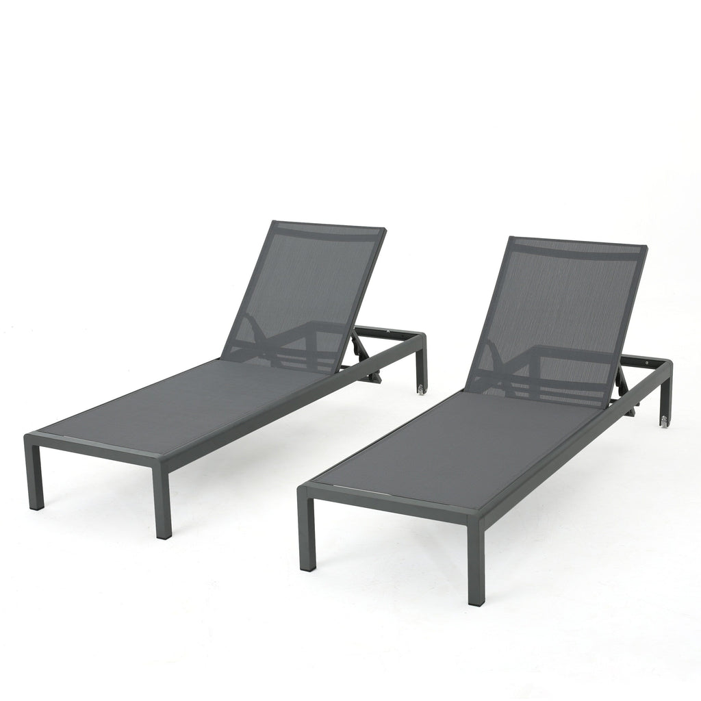 Chaise longue da esterno in alluminio Cape Coral (set da 2) di Christopher Knight Home - 77,56 P x 25,20 L x 11,80 A