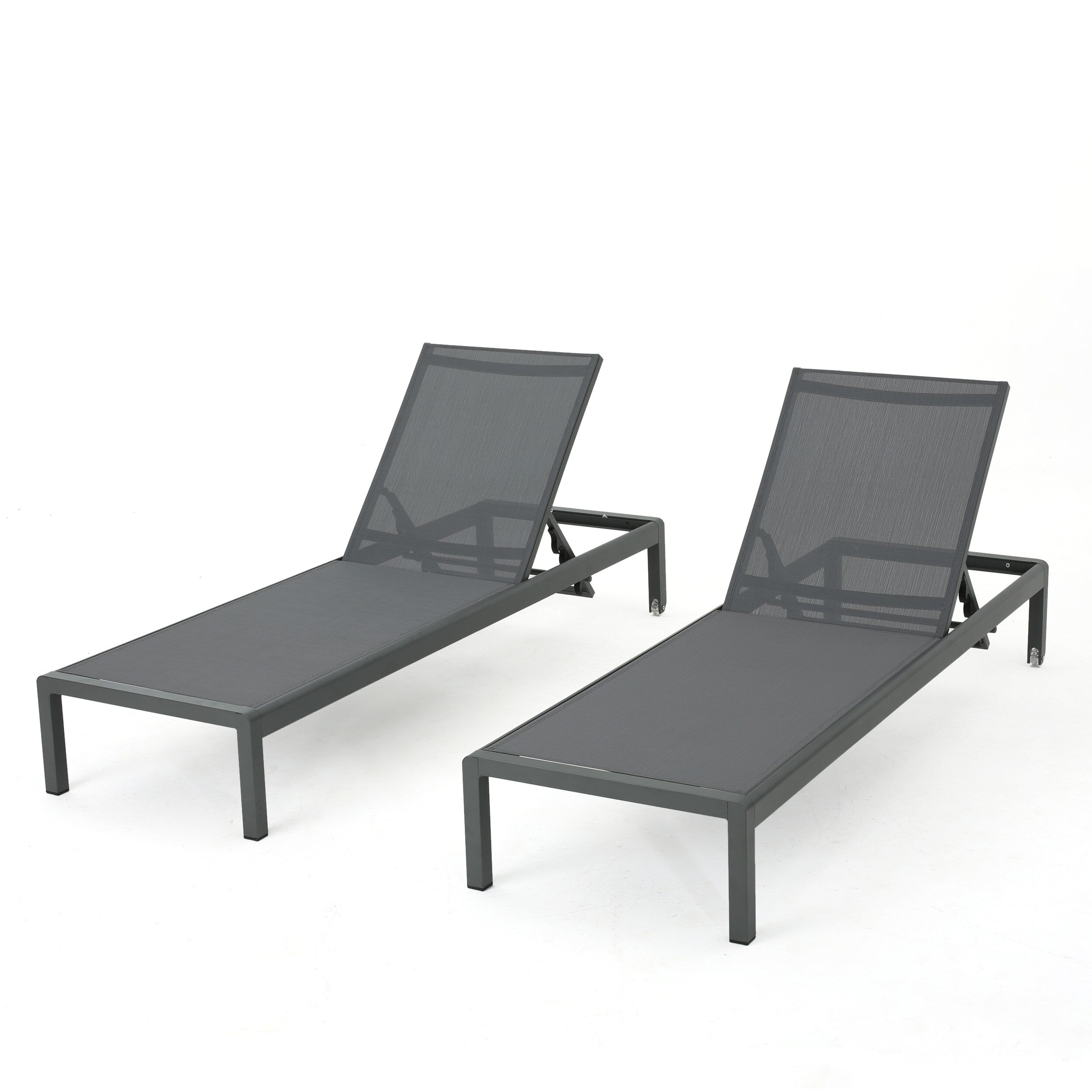 Chaise longue da esterno in alluminio Cape Coral (set da 2) di Christopher Knight Home - 77,56 P x 25,20 L x 11,80 A