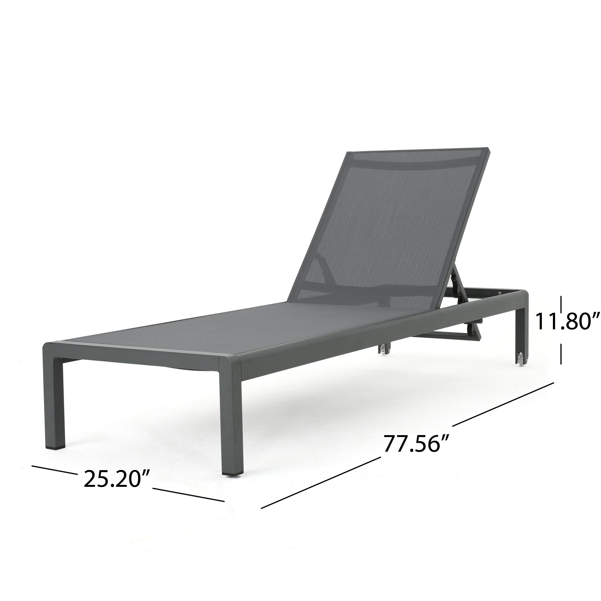 Chaise longue da esterno in alluminio Cape Coral (set da 2) di Christopher Knight Home - 77,56 P x 25,20 L x 11,80 A