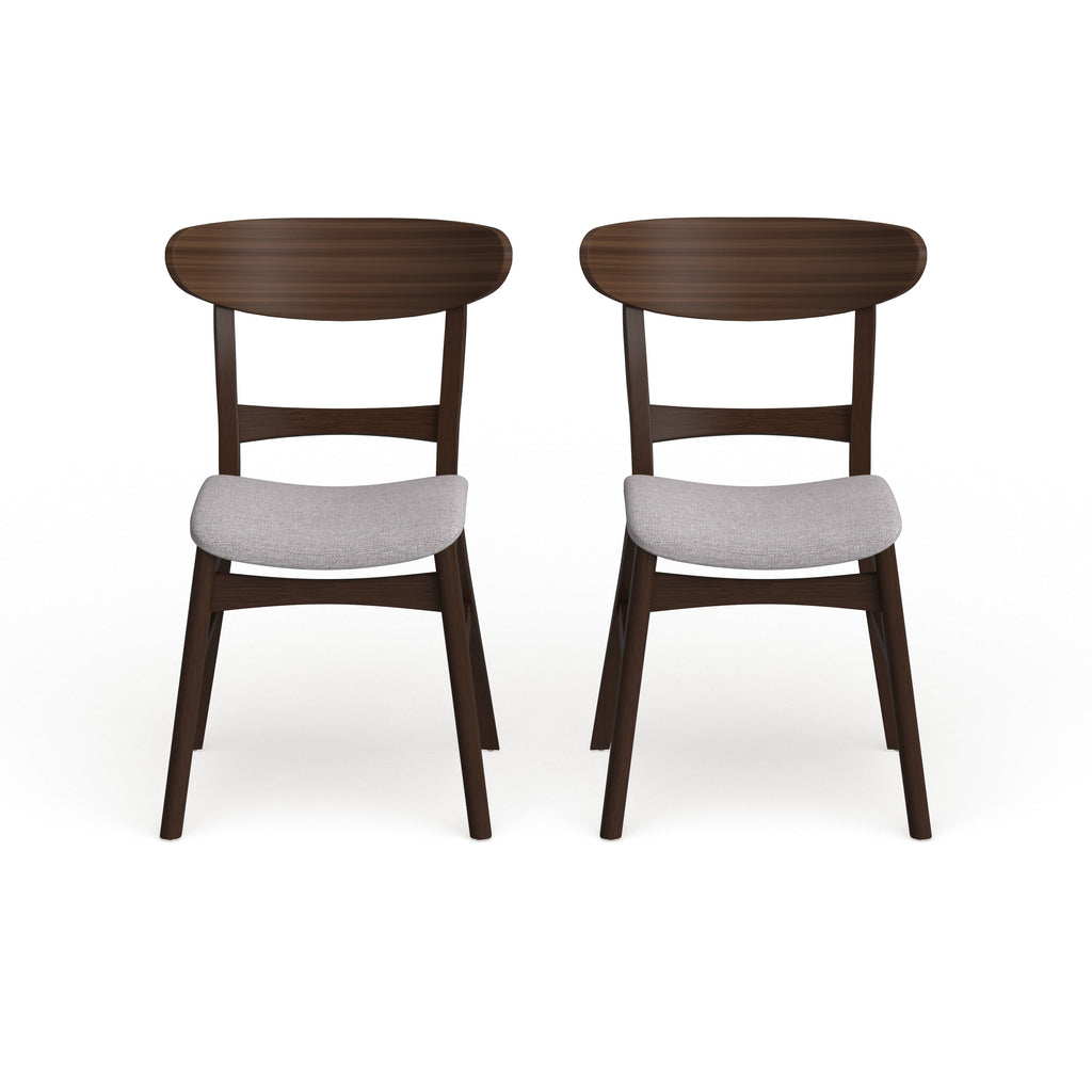 Sedia da pranzo Abrielle in legno di caucciù imbottita in stile moderno di metà secolo (set di 2) di Christopher Knight Home