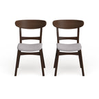 Sedia da pranzo Abrielle in legno di caucciù imbottita in stile moderno di metà secolo (set di 2) di Christopher Knight Home