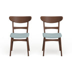 Sedia da pranzo Abrielle in legno di caucciù imbottita in stile moderno di metà secolo (set di 2) di Christopher Knight Home