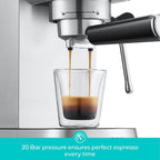Macchina per caffè espresso professionale Casabrews da 20 bar con sistema di schiumatura del latte