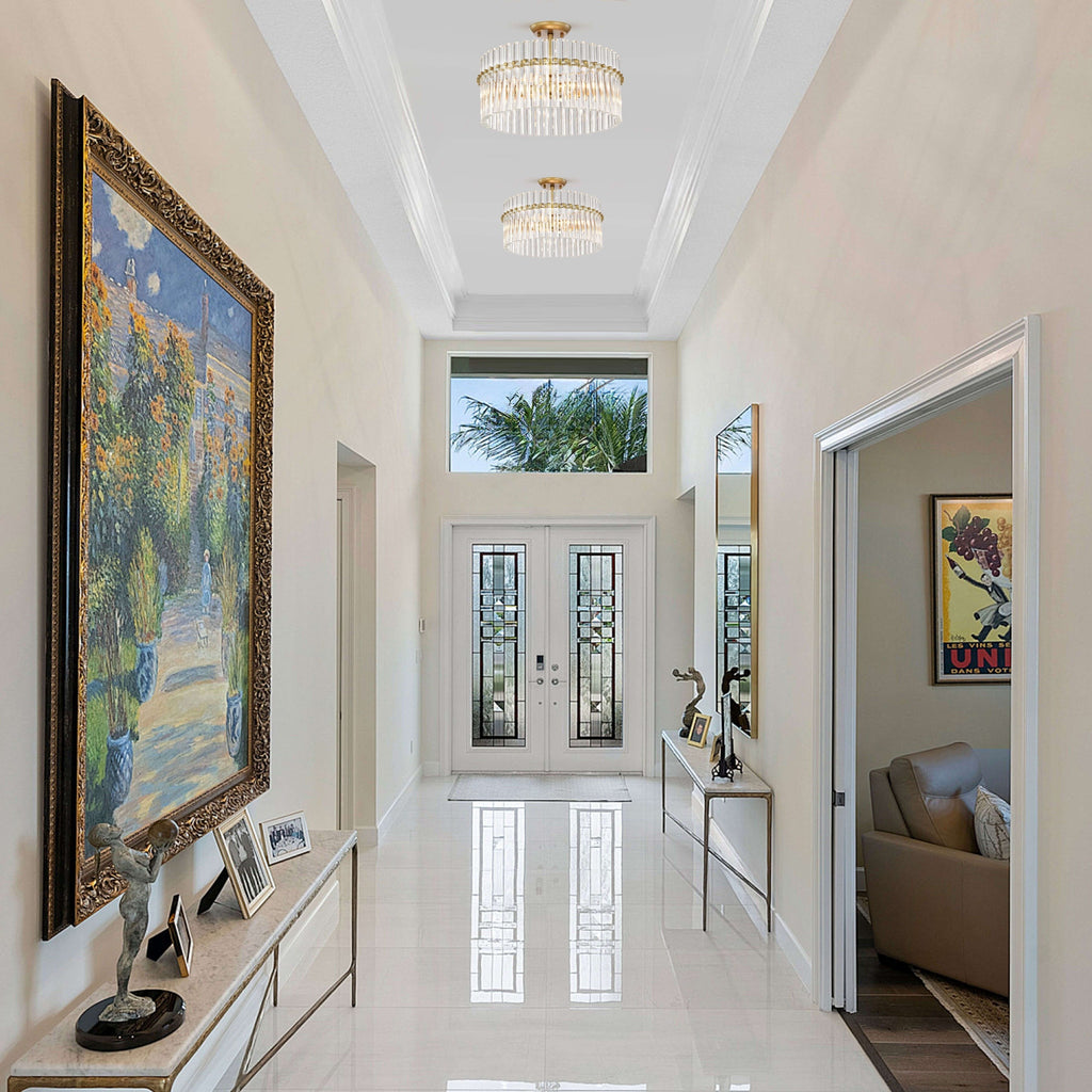 Casandra Lampada da soffitto a 4 luci in ottone spazzolato e cristallo