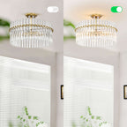 Casandra Lampada da soffitto a 4 luci in ottone spazzolato e cristallo