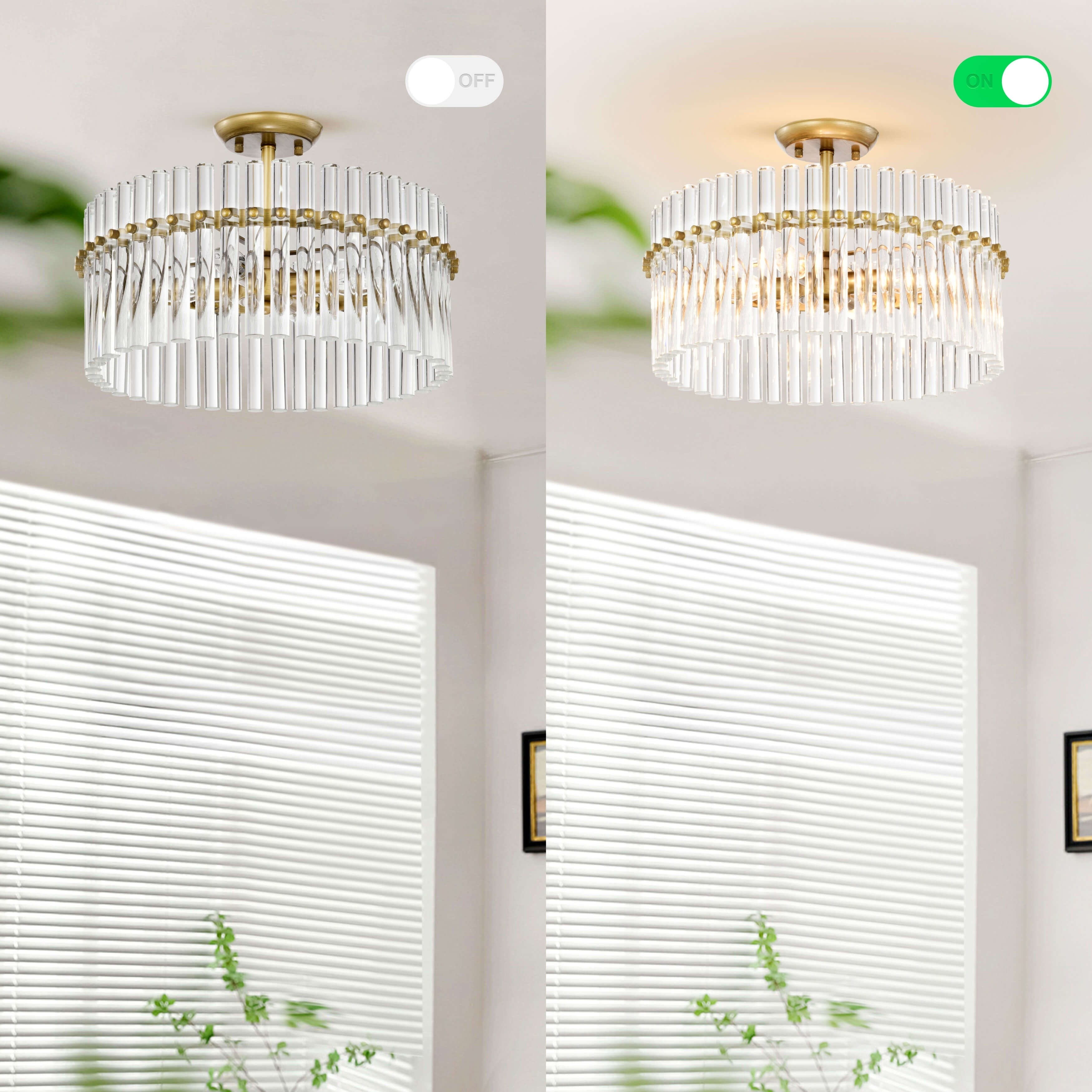 Casandra Lampada da soffitto a 4 luci in ottone spazzolato e cristallo