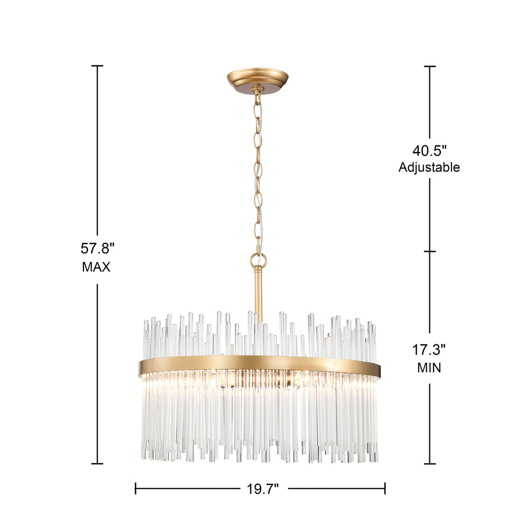 Lampadario Casandra a 5 luci in bronzo lucido con barre in vetro trasparente - Bronzo lucido