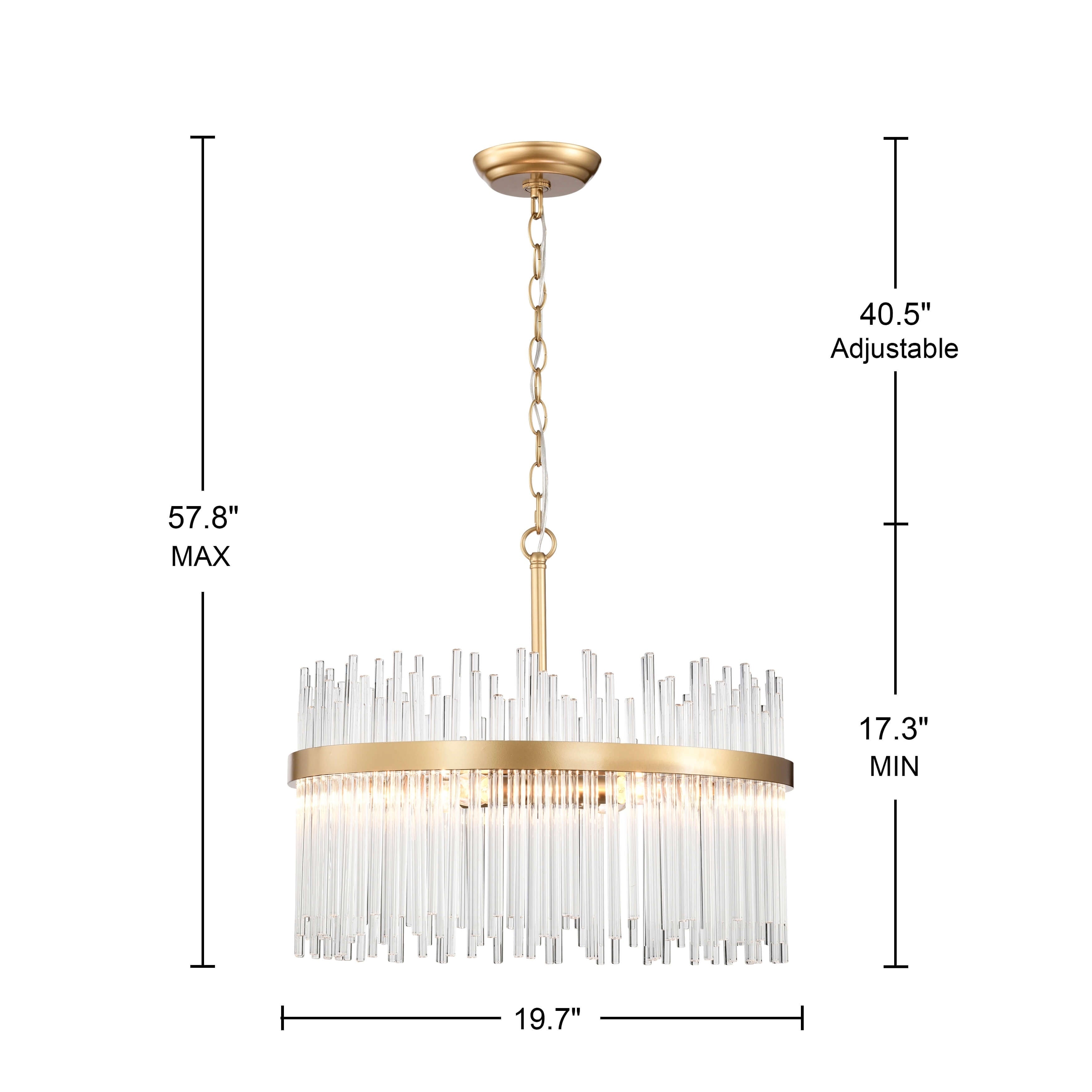 Lampadario Casandra a 5 luci in bronzo lucido con barre in vetro trasparente - Bronzo lucido