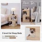 Cuccia per gatti, tiragraffi con tappetino e tappetini rimovibili