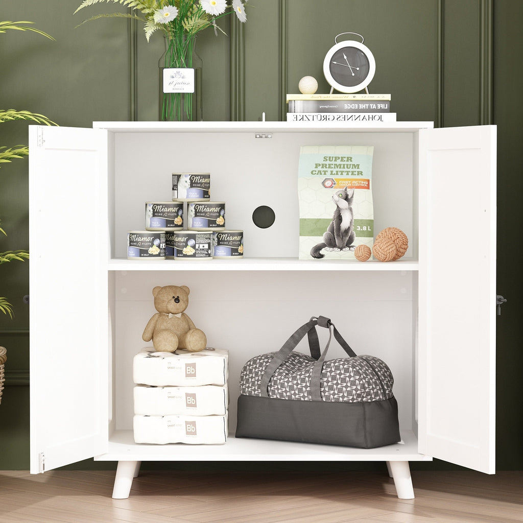 Lettiera per gatti, cuccia per gatti, tavolino laterale, porta, mobiletto, libreria