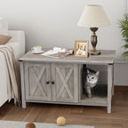 Recinto per lettiera per gatti, mobiletto nascosto in legno per toilette per gatti con tiragraffi