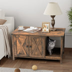 Recinto per lettiera per gatti, mobiletto nascosto in legno per toilette per gatti con tiragraffi