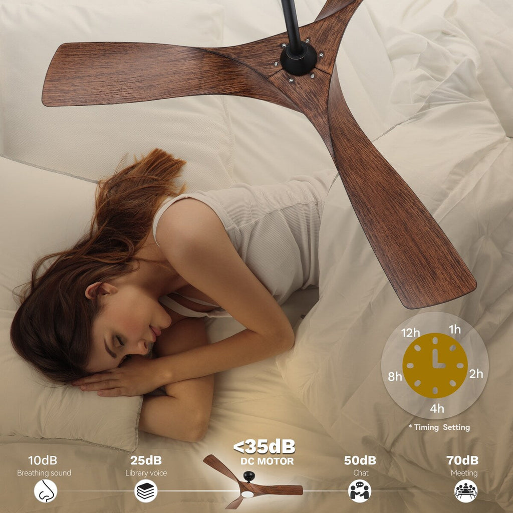 Ventilatore da soffitto, ventilatore da soffitto da 52 pollici con telecomando, LED dimmerabile, temperatura a tre colori