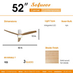 Ventilatore da soffitto a filo in stile fattoria da 52 pollici con luce e telecomando, motore CC reversibile