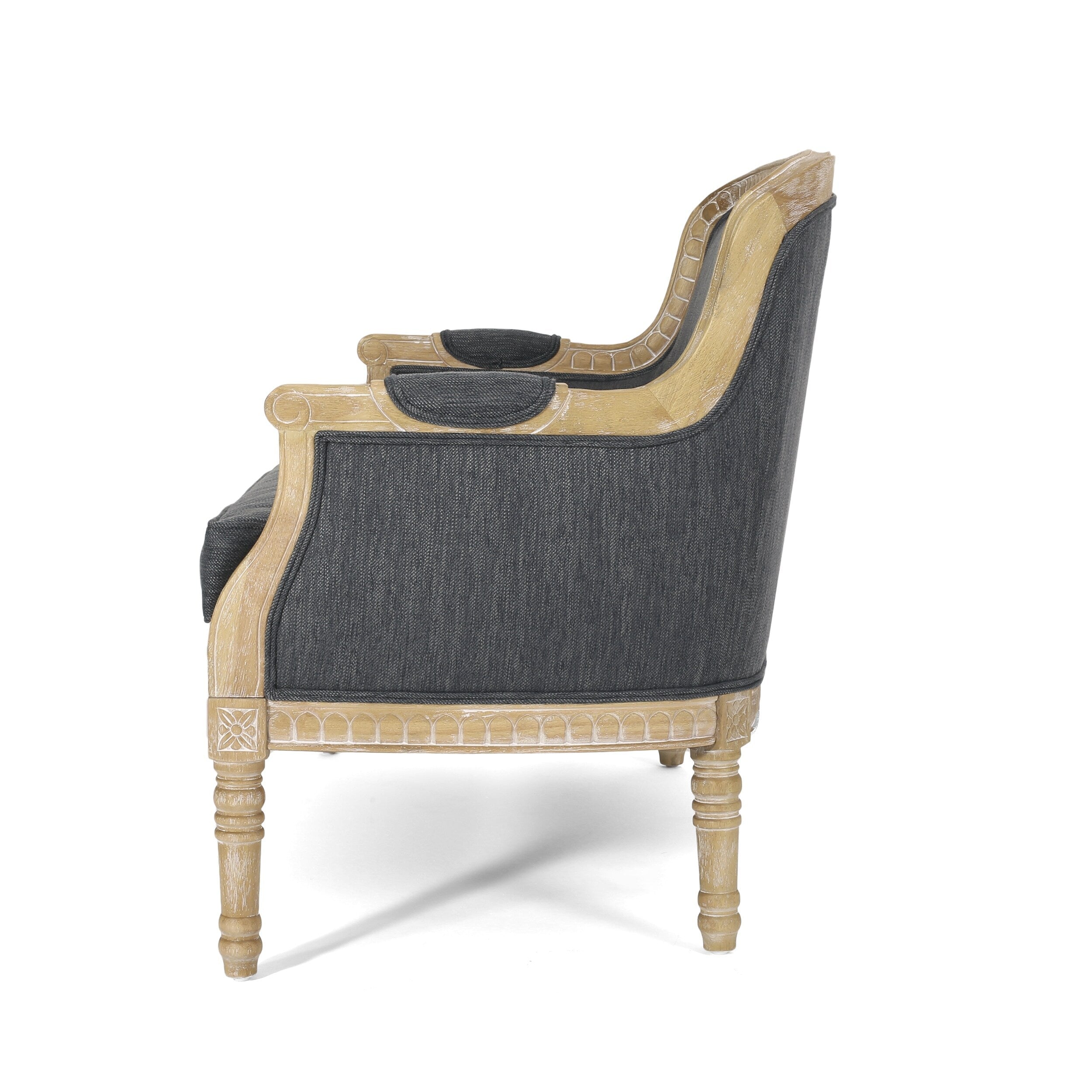 Divano a due posti in legno di antracite con struttura in legno di gomma