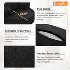 Poltrona lounge con braccioli in ciniglia, poltrona rotonda con base girevole a 360 gradi e 3 cuscini rimovibili