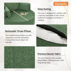 Poltrona lounge con braccioli in ciniglia, poltrona rotonda con base girevole a 360 gradi e 3 cuscini rimovibili