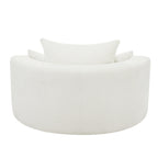 Poltrona lounge con braccioli in ciniglia, poltrona rotonda con base girevole a 360 gradi e 3 cuscini rimovibili