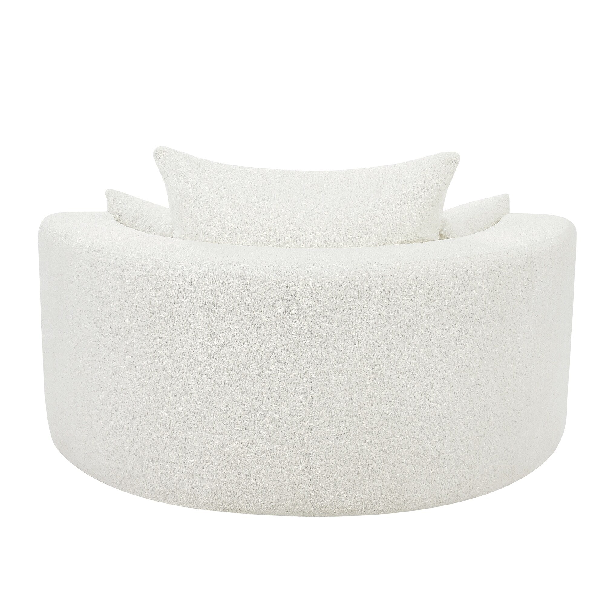 Poltrona lounge con braccioli in ciniglia, poltrona rotonda con base girevole a 360 gradi e 3 cuscini rimovibili