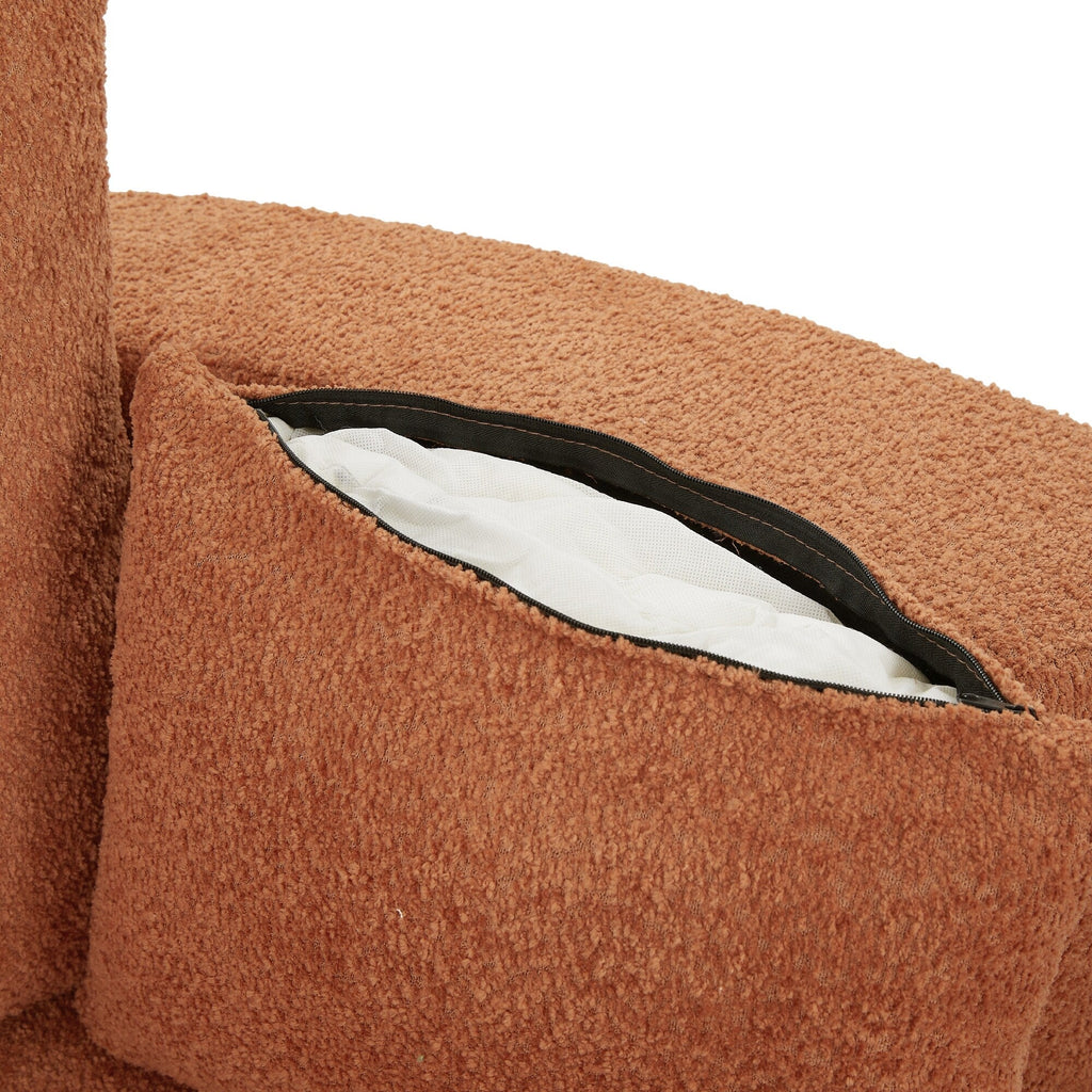 Poltrona lounge con braccioli in ciniglia, poltrona rotonda con base girevole a 360 gradi e 3 cuscini rimovibili