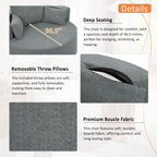 Poltrona lounge con braccioli in ciniglia, poltrona rotonda con base girevole a 360 gradi e 3 cuscini rimovibili