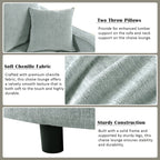 Divano letto con chaise longue in ciniglia, divano imbottito con schienale trapuntato e 2 cuscini staccabili per soggiorno