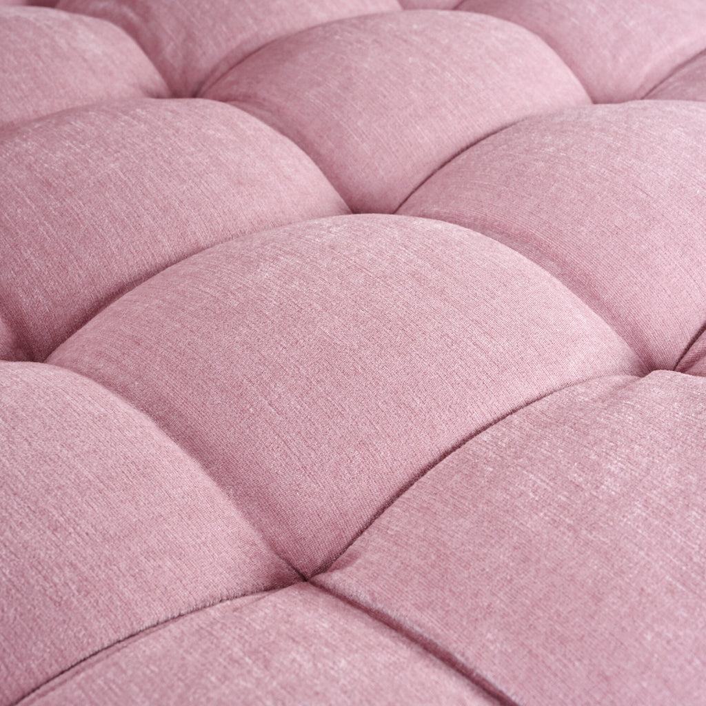 Divano letto con chaise longue in ciniglia, divano imbottito con schienale trapuntato e 2 cuscini staccabili per soggiorno