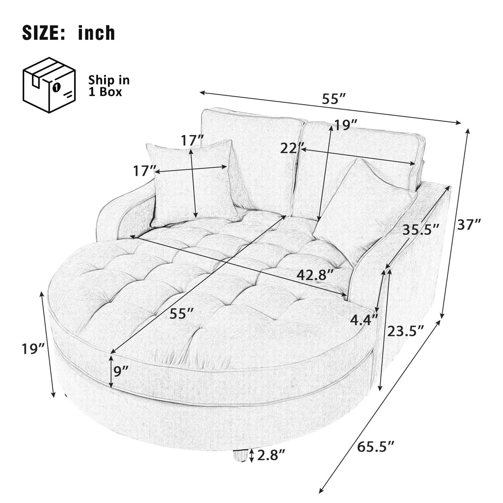 Divano letto con chaise longue in ciniglia, divano imbottito con schienale trapuntato e 2 cuscini staccabili per soggiorno