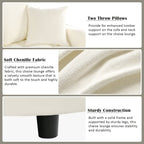 Divano letto con chaise longue in ciniglia, divano imbottito con schienale trapuntato e 2 cuscini staccabili per soggiorno