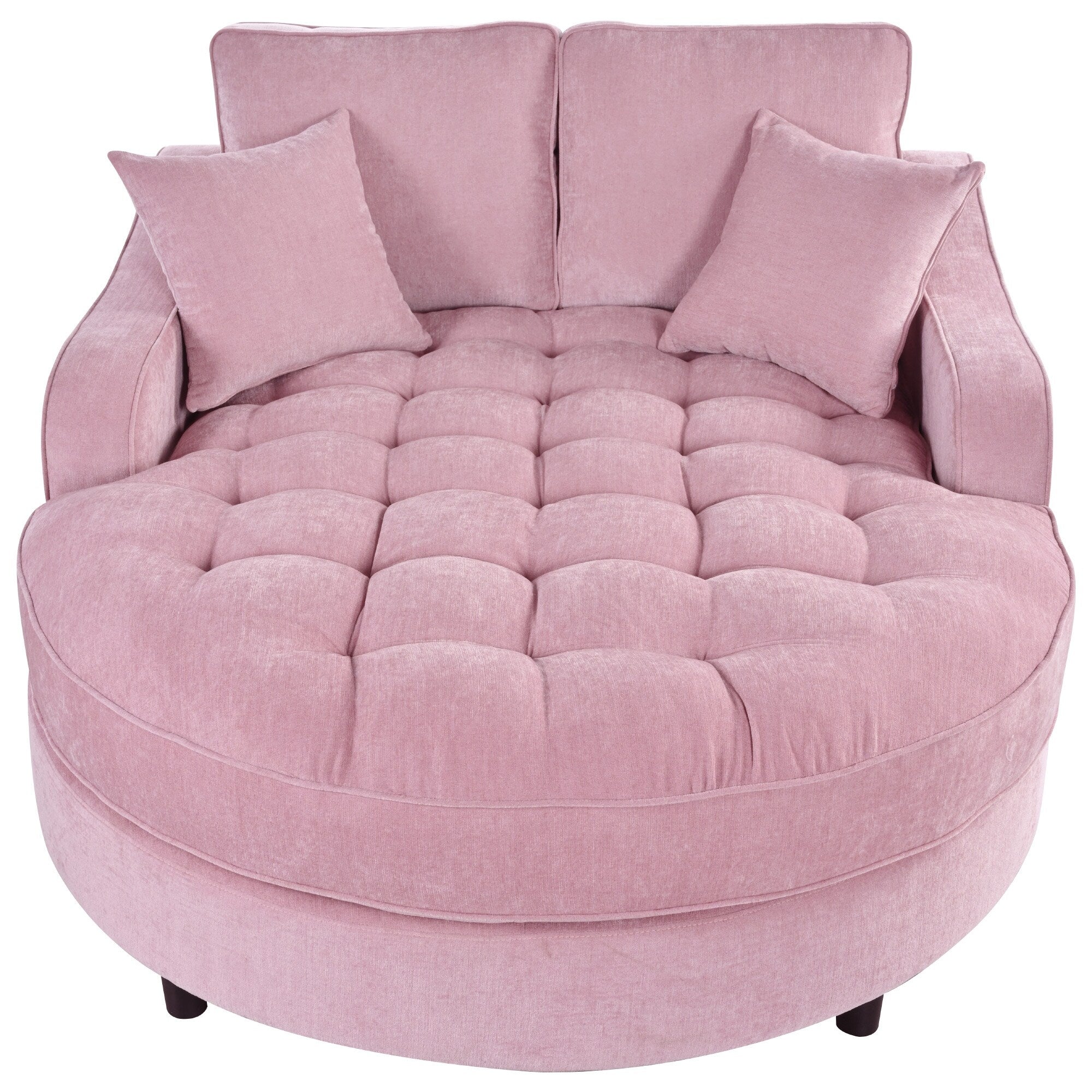 Divano letto con chaise longue in ciniglia, divano imbottito con schienale trapuntato e 2 cuscini staccabili per soggiorno