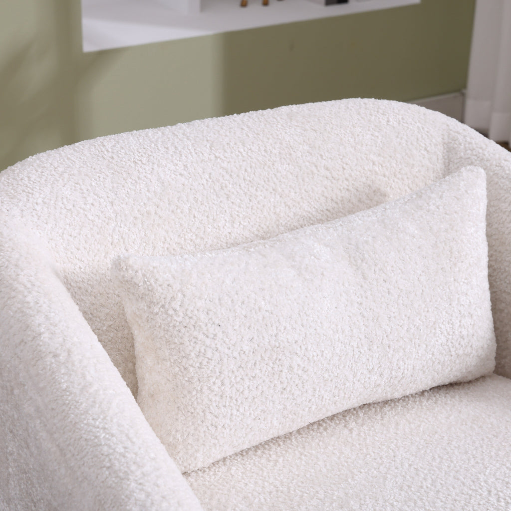 Poltrona girevole in ciniglia, comodo divano decorativo a 360 gradi per soggiorno, camera da letto e studio con cuscino rimovibile