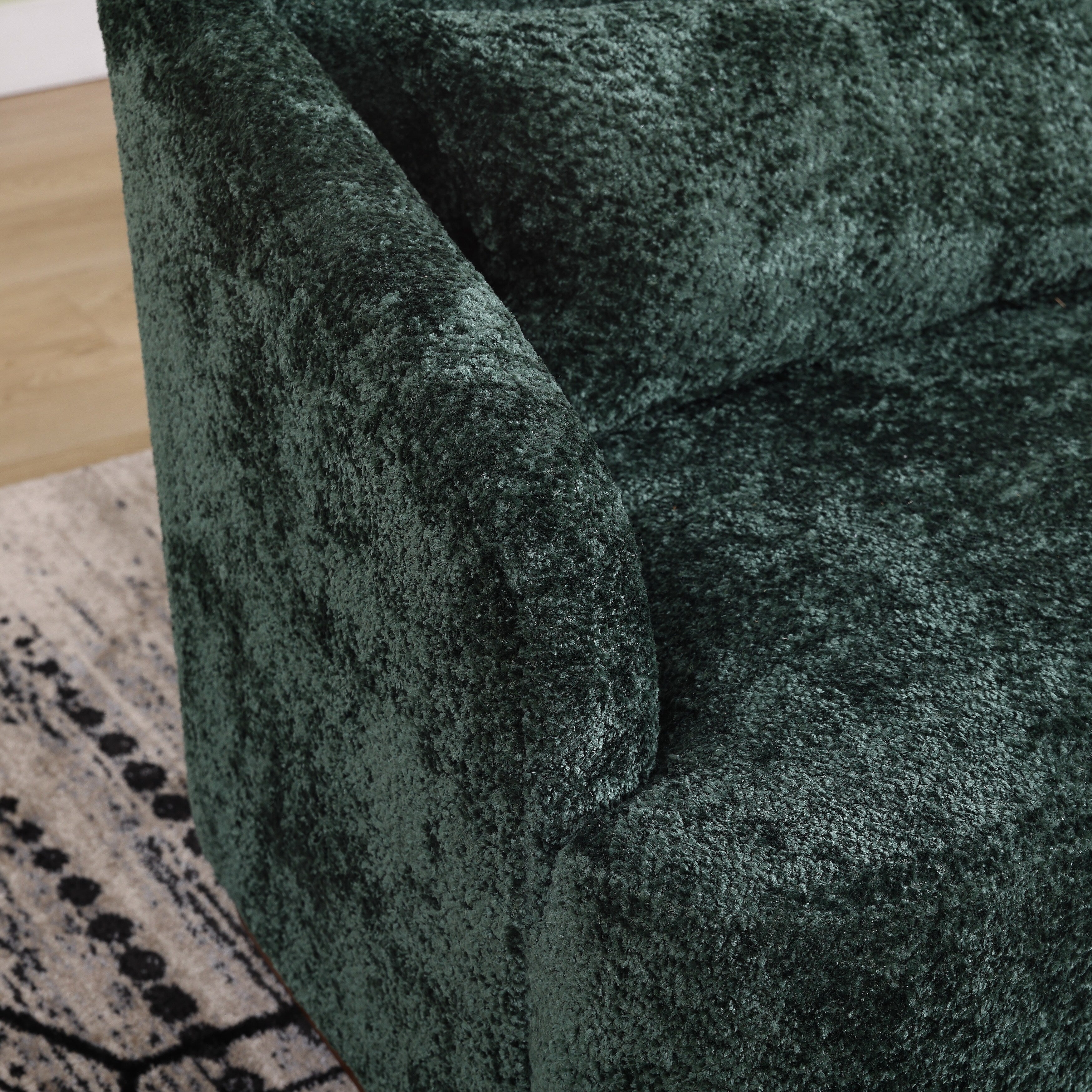 Poltrona girevole in ciniglia, comodo divano decorativo a 360 gradi per soggiorno, camera da letto e studio con cuscino rimovibile