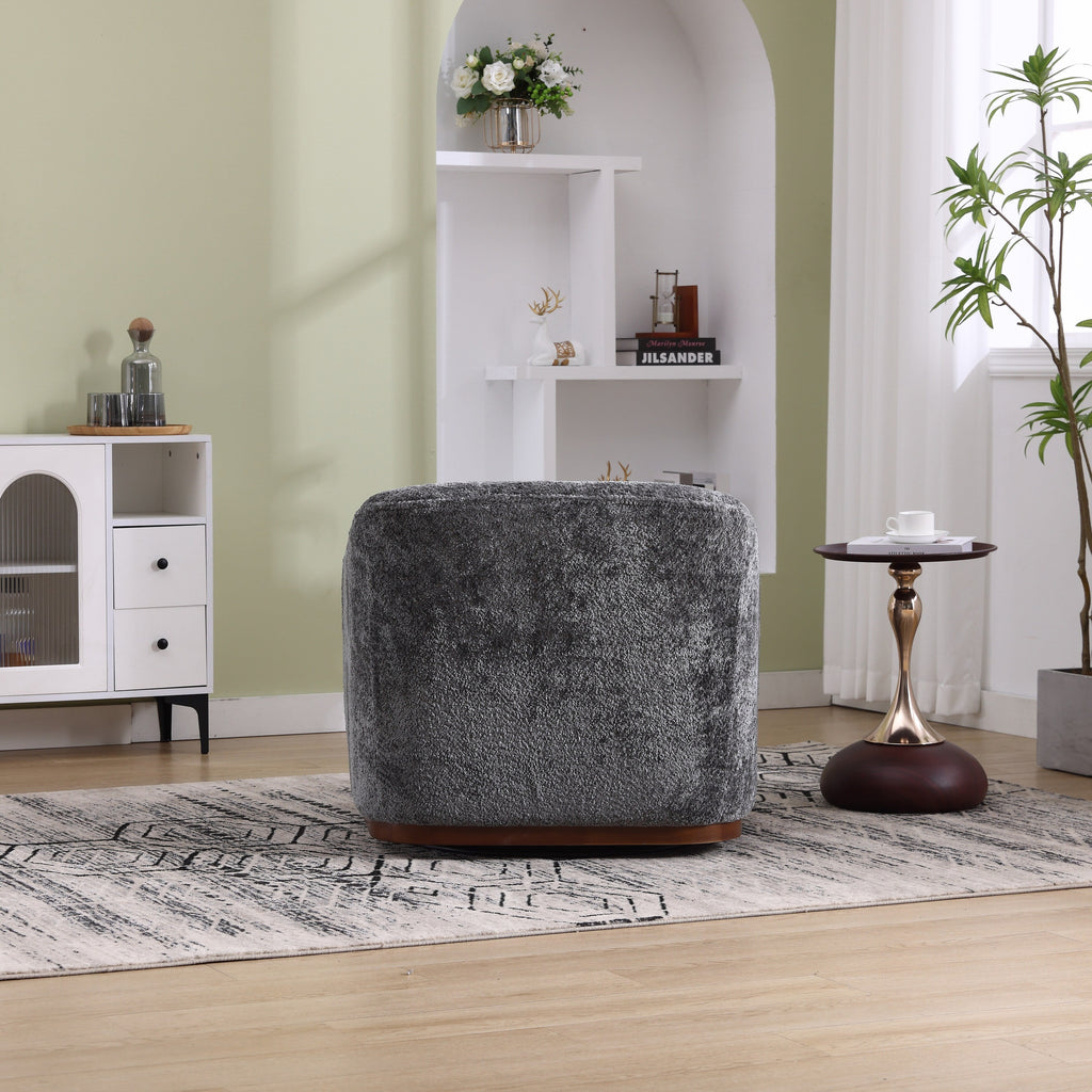 Poltrona girevole in ciniglia, comodo divano decorativo a 360 gradi per soggiorno, camera da letto e studio con cuscino rimovibile